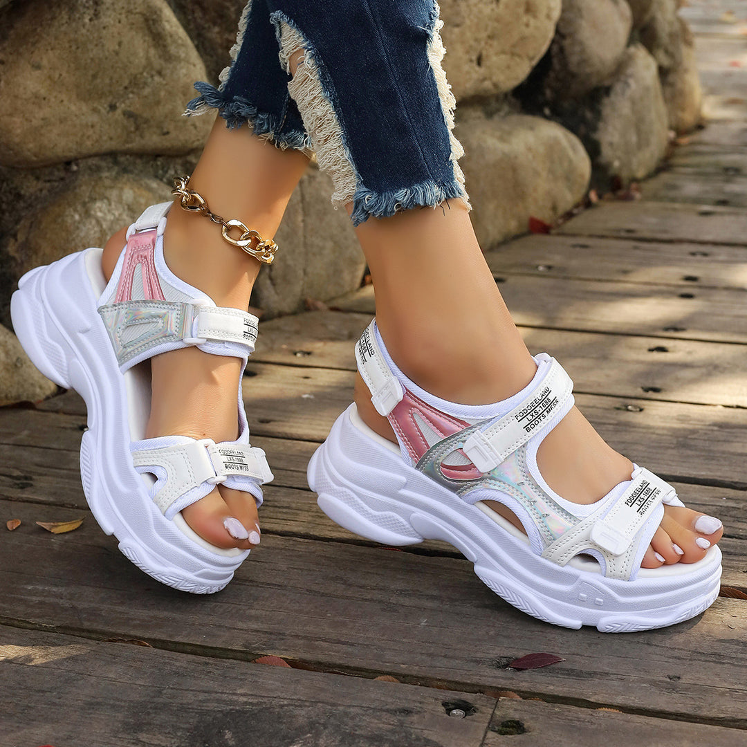 Damen Sportliche Komfortsandalen mit verstellbaren Riemen und dämpfender Sohle Drune