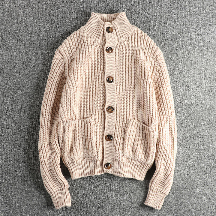 Damen Strickjacke mit großen Taschen und Knopfverschluss Drune