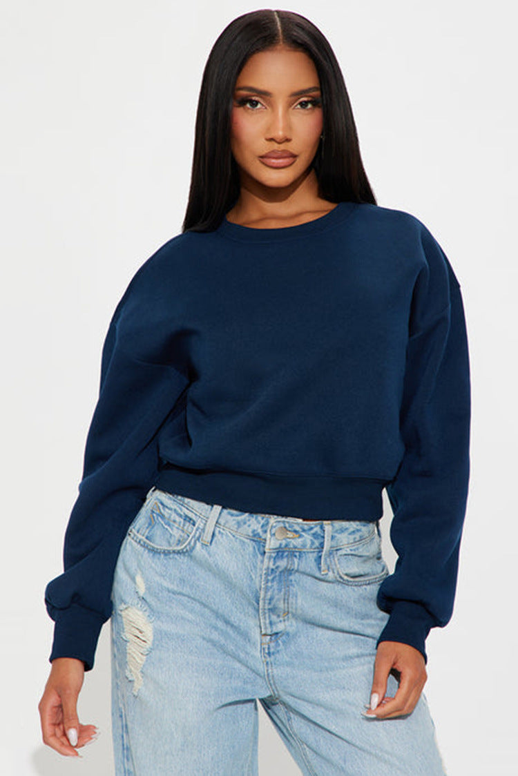 Damen cropped Sweatshirt mit voluminösen Ärmeln Drune