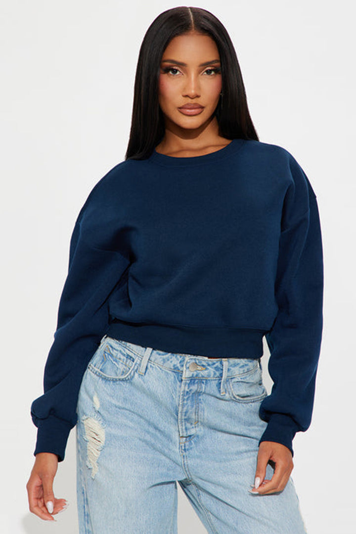Damen cropped Sweatshirt mit voluminösen Ärmeln Drune