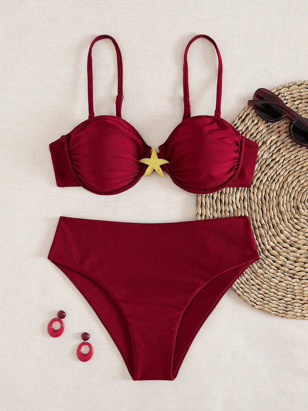 Damen Bikini-Set mit elegantem Push-Up-Oberteil und hohem Taillenunterteil Drune