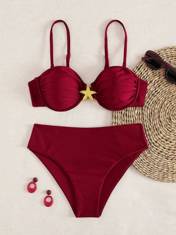 Damen Bikini-Set mit gepolstertem Oberteil und dekorativem Stern-Detail Drune