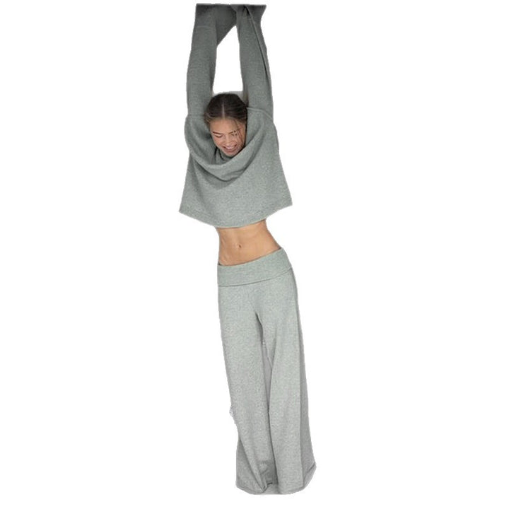 Damen nan kaschmirähnliches Strick-Lounge-Set mit Oversize-Pullover und weiten Palazzo-Hosen Drune