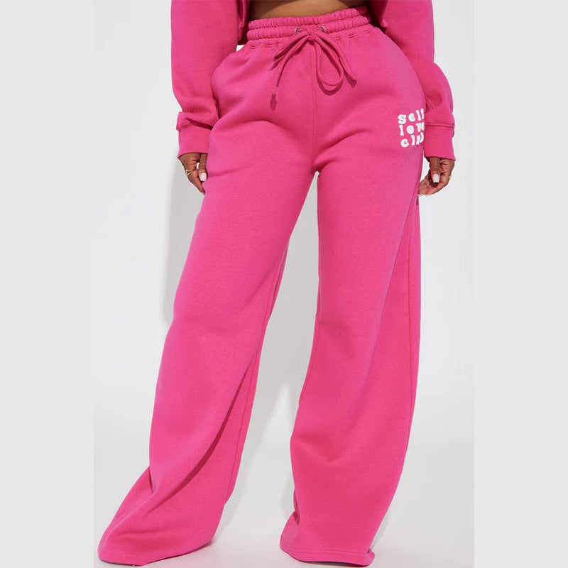 Damen weite Jogginghose mit elastischem Bund und auffälliger Schriftzug Drune
