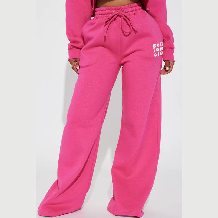 Damen weite Jogginghose mit elastischem Bund und auffälliger Schriftzug Drune