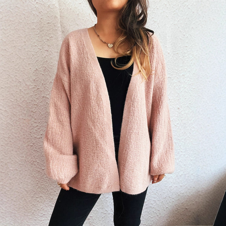 Damen lässige Strickjacke mit weitem Schnitt und voluminösen Ärmeln Drune