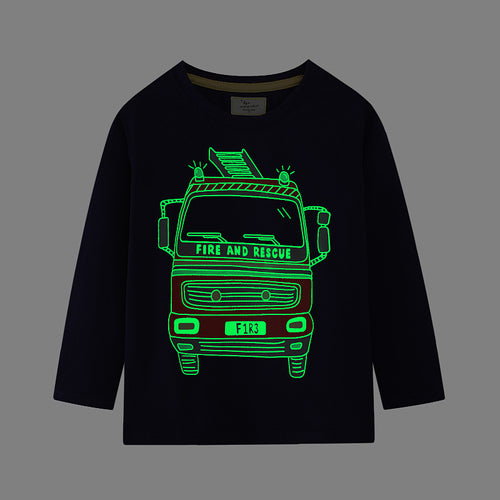 Jungen Langarmshirt mit leuchtendem Feuerwehr-Motiv Drune