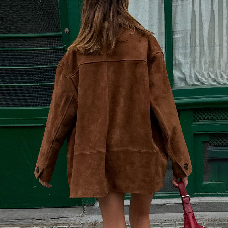 Damen Wilde Velourjacke im lässigen Chic Drune