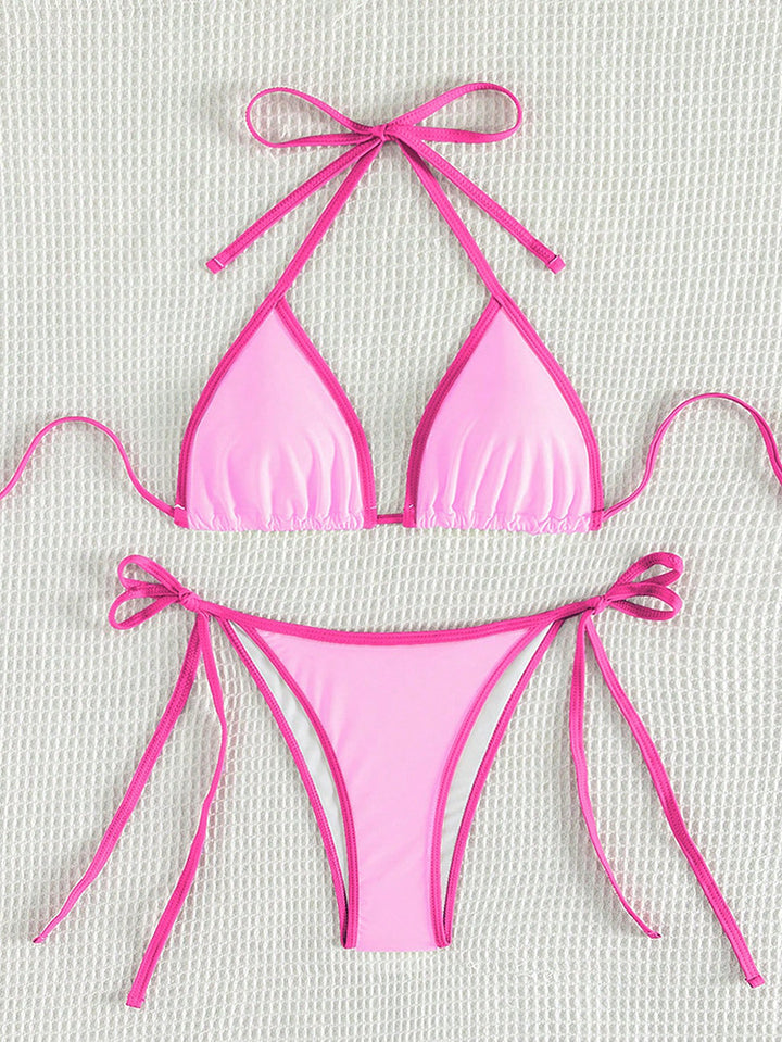 Damen Triangel-Bikini mit verstellbaren Bindebändern und glamourösen Akzenten Drune