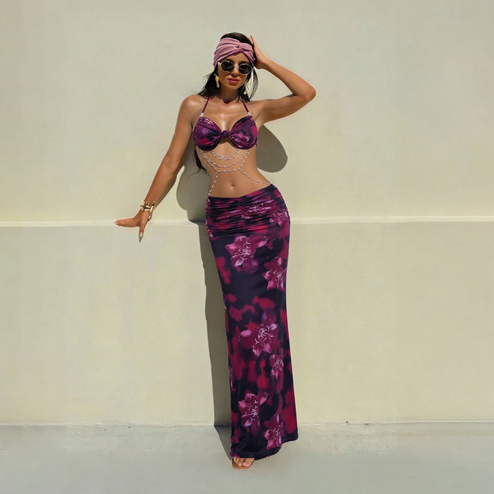 Damen Bikini Set mit elegantem Wickeldesign und floralem Muster Drune
