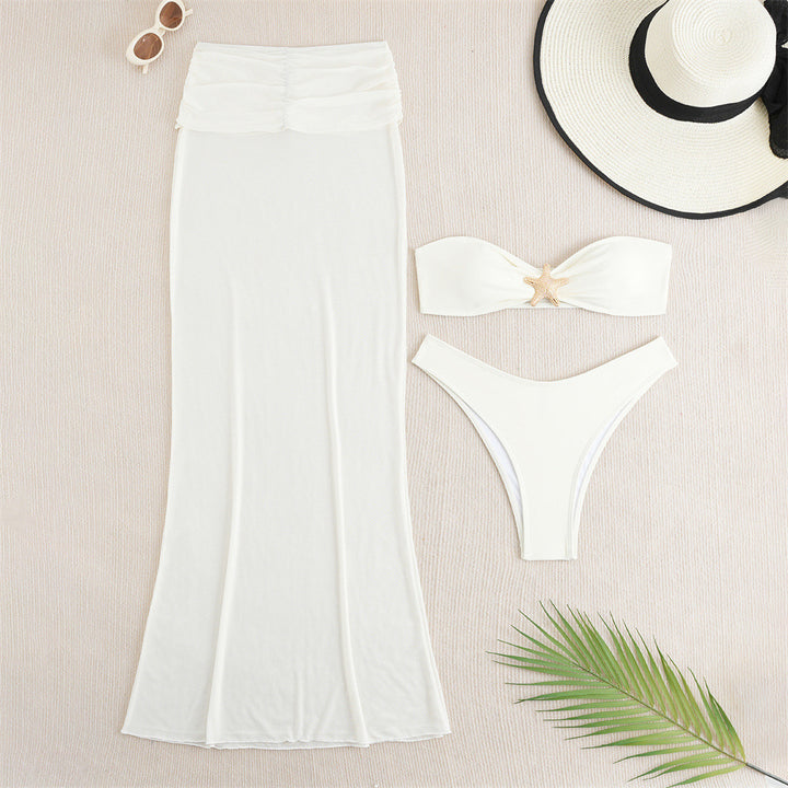 Damen Bikini-Set mit elegantem Wickelrock und dekorativem Sternen-Detail Drune