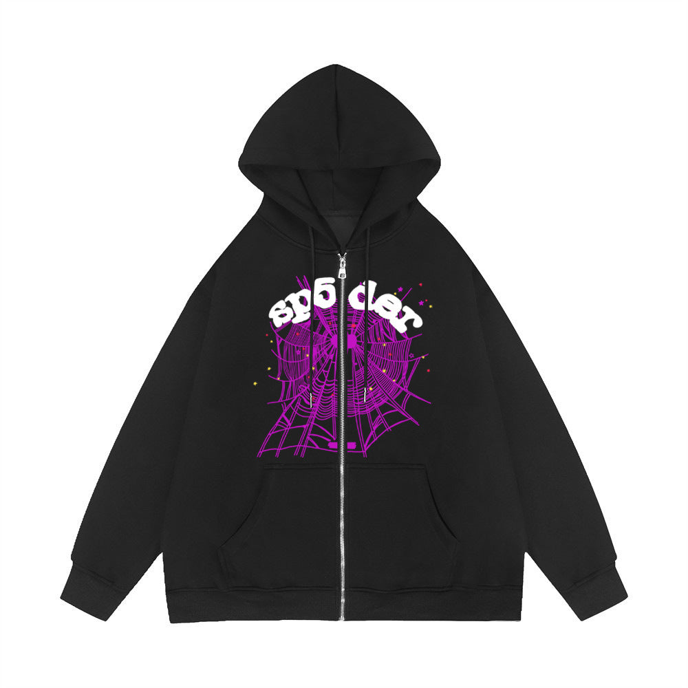 Damen Kapuzenjacke mit einzigartigem Spinnennetz-Design und auffälligem Grafikdruck Drune