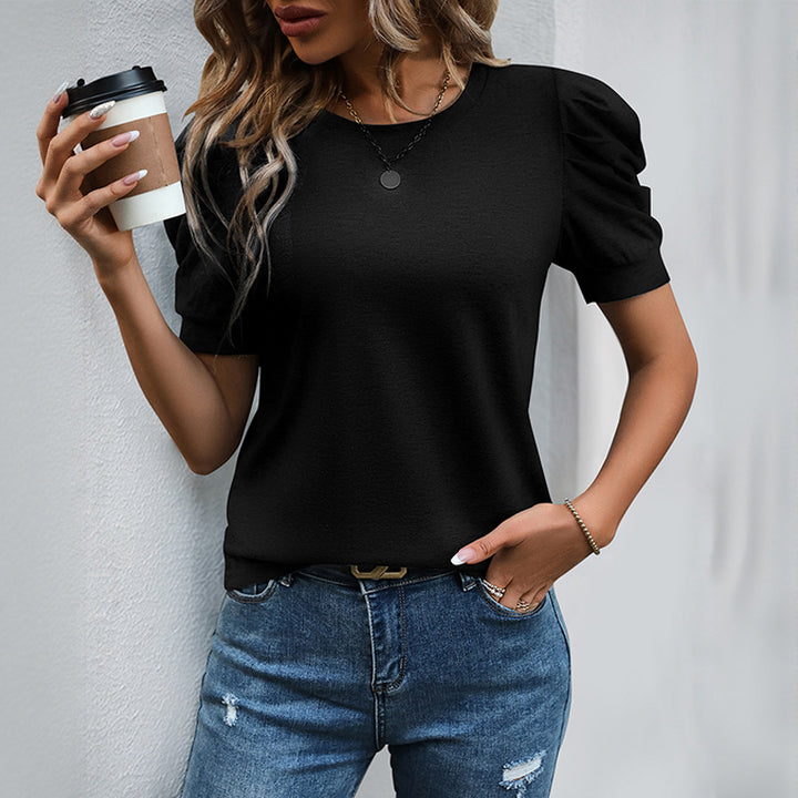 Damen Kurzarmshirt mit ausgefallenem Puffärmel Drune