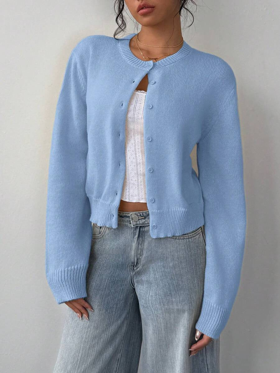 Damen Strickjacke aus softer Baumwolle mit Knopfdetails Drune