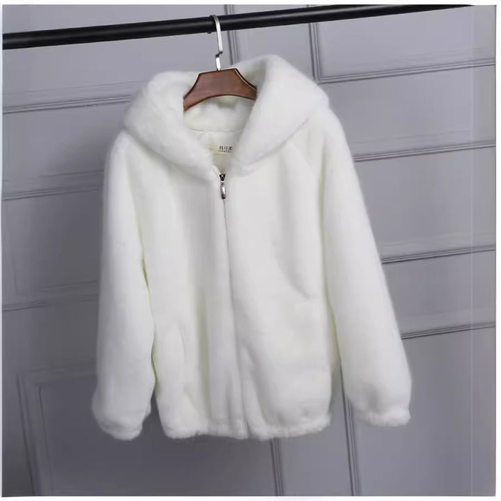 Damen Flauschige Kapuzenjacke Drune