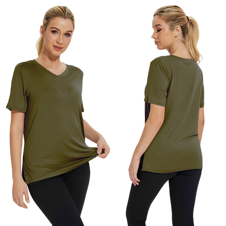 Damen Funktionales V-Ausschnitt Sportshirt mit atmungsaktiver Technologie Drune