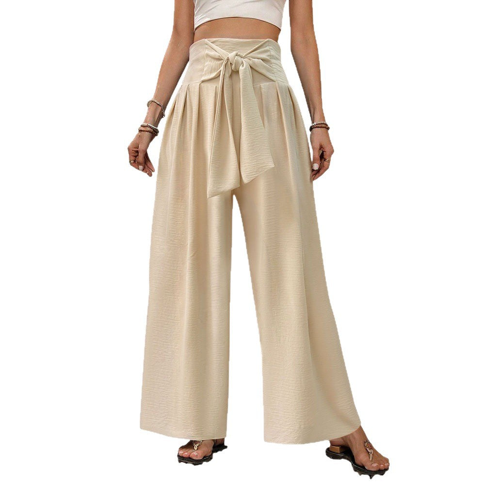 Damen Palazzo-Hosen mit hoch tailliertem Bund und Bogen-Wickeldetails Drune