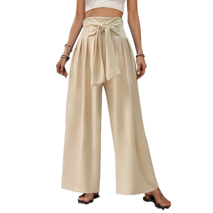 Damen Palazzo-Hosen mit hoch tailliertem Bund und Bogen-Wickeldetails Drune