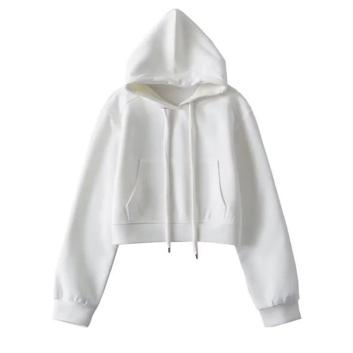 Damen modischer cropped Kapuzenpullover aus sweatshirt Material Drune