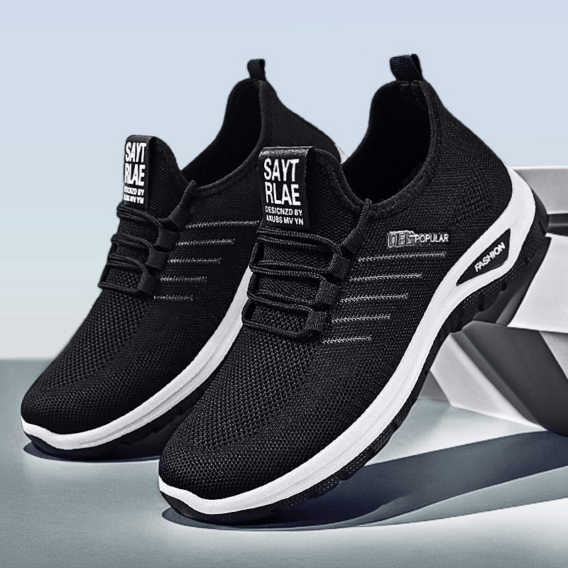 Damen nan ultraleichter Strick-Sport-Sneaker mit Elastikeinstieg, stoßdämpfender Plateau-Zwischensohle und griffiger Profillaufsohle Drune