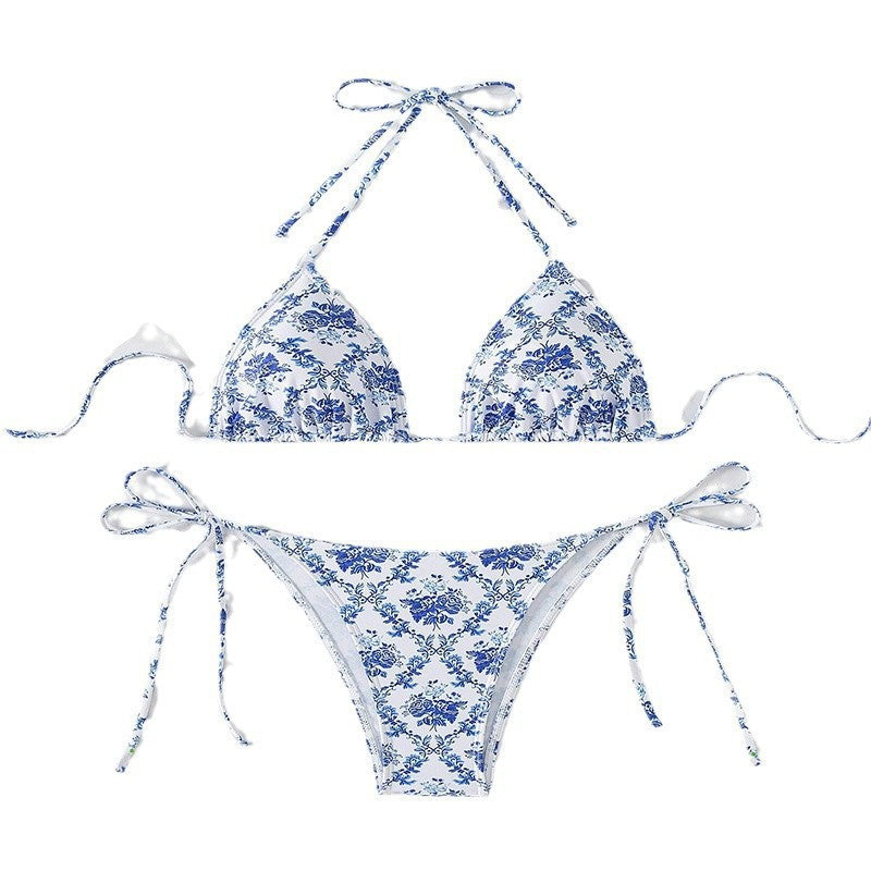 Damen Triangel-Bikini mit raffiniertem Blütenmuster Drune