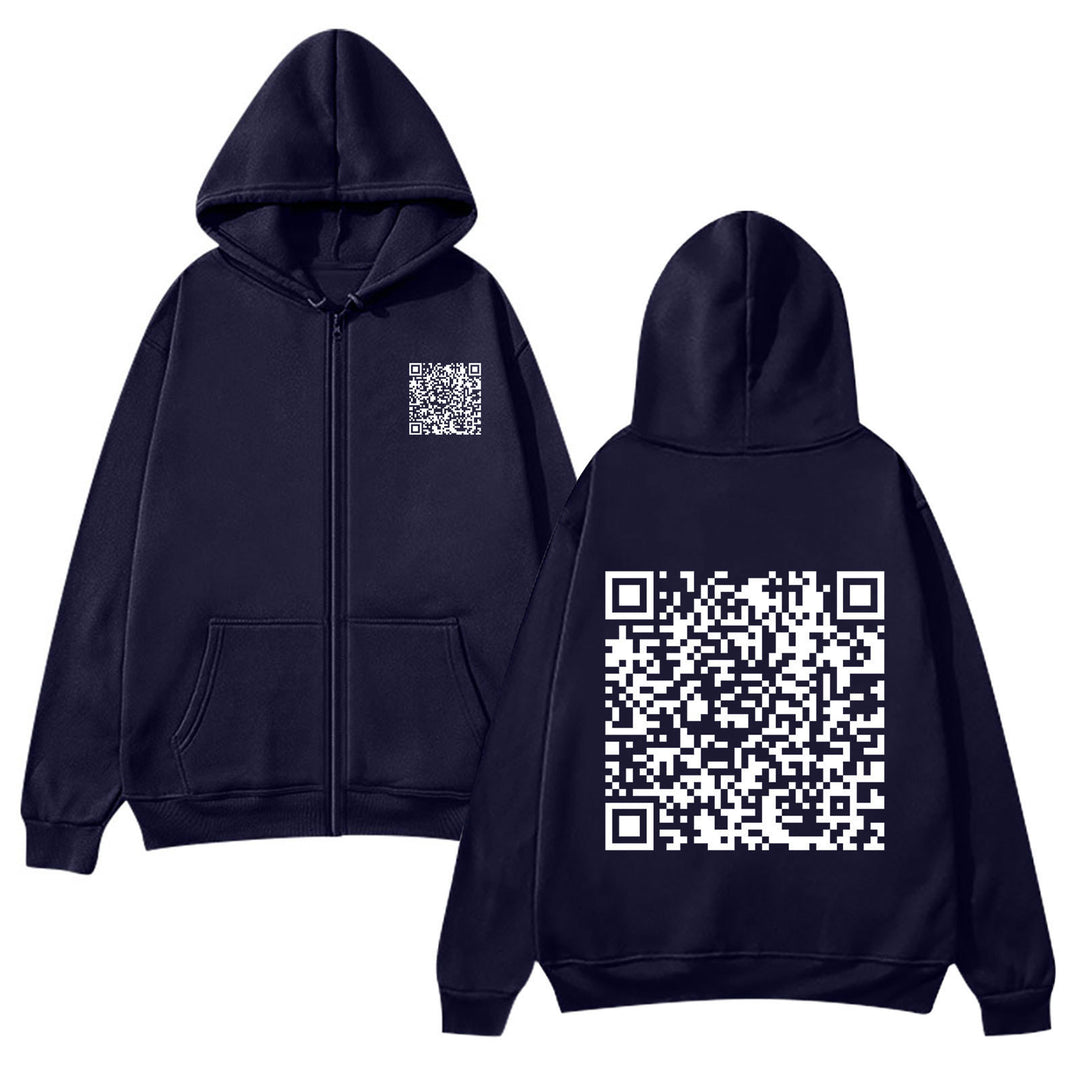 Damen Kapuzenjacke mit QR-Code-Design und weichem Fleece Drune