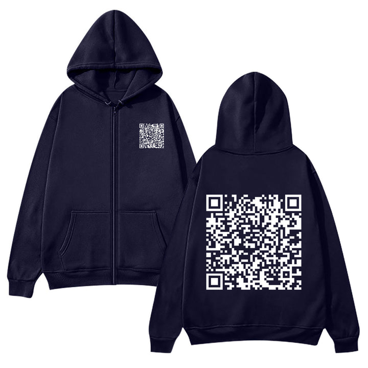 Damen Kapuzenjacke mit QR-Code-Design und weichem Fleece Drune