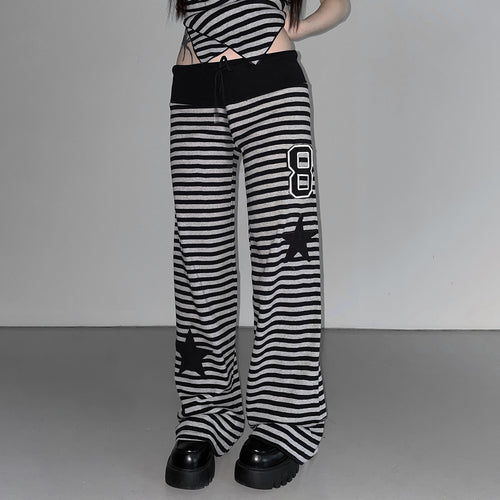 Damen Freizeithose mit gestreiftem Muster und praktischen Seitentaschen Drune