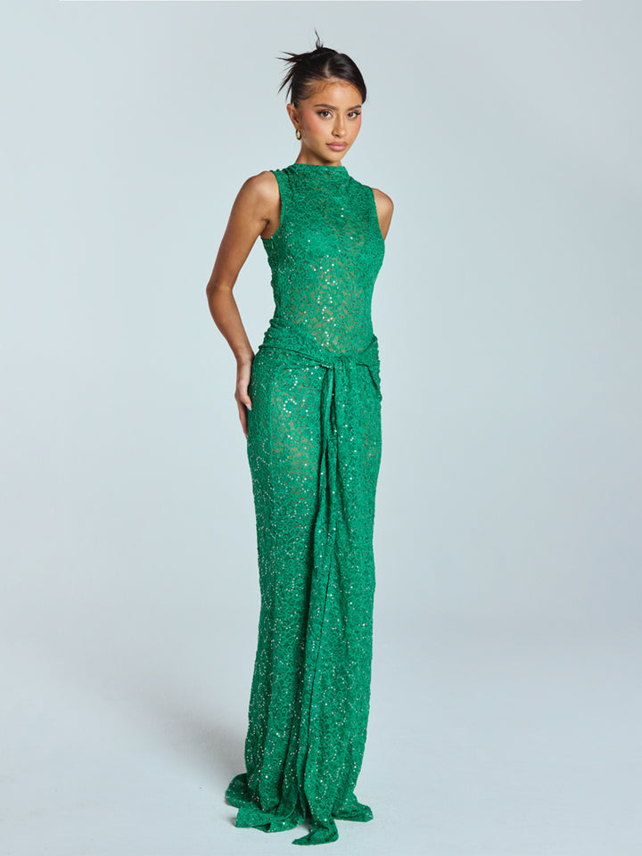 Damen Glamouröses Abendkleid mit aufwendigem Paillettenbesatz und figurbetontem Schnitt Drune