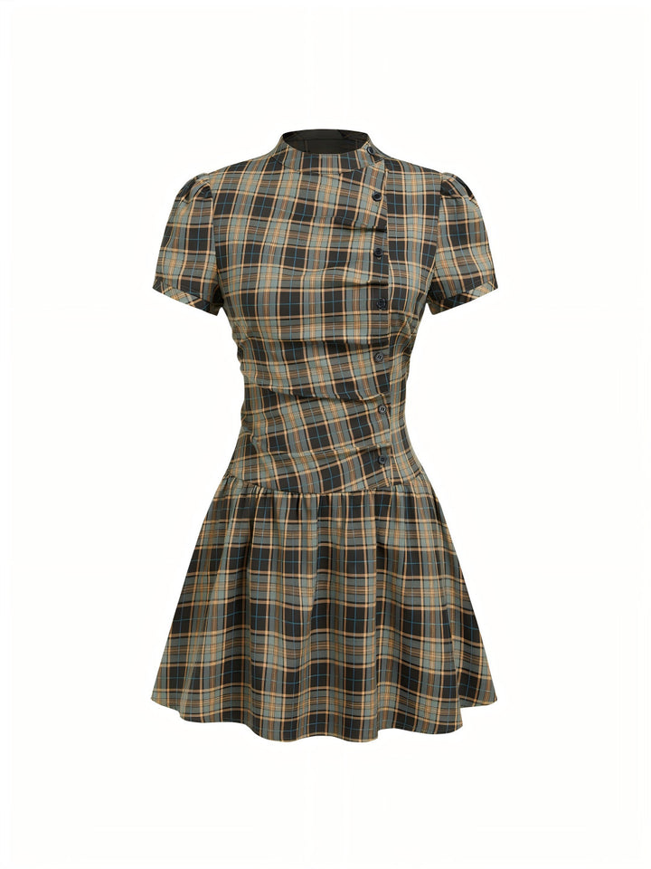 Damen Minikleid mit Knopfdetails und gerafftem Schnitt Drune