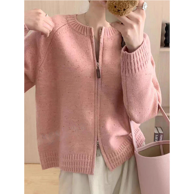 Damen Strickjacke mit einem modernen Reißverschluss und gerippten Abschlüssen Drune