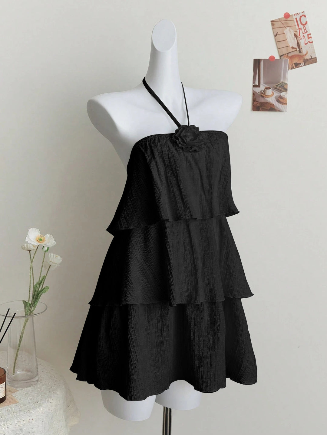 Damen luftiges Strandkleid mit Rüschendetails Drune