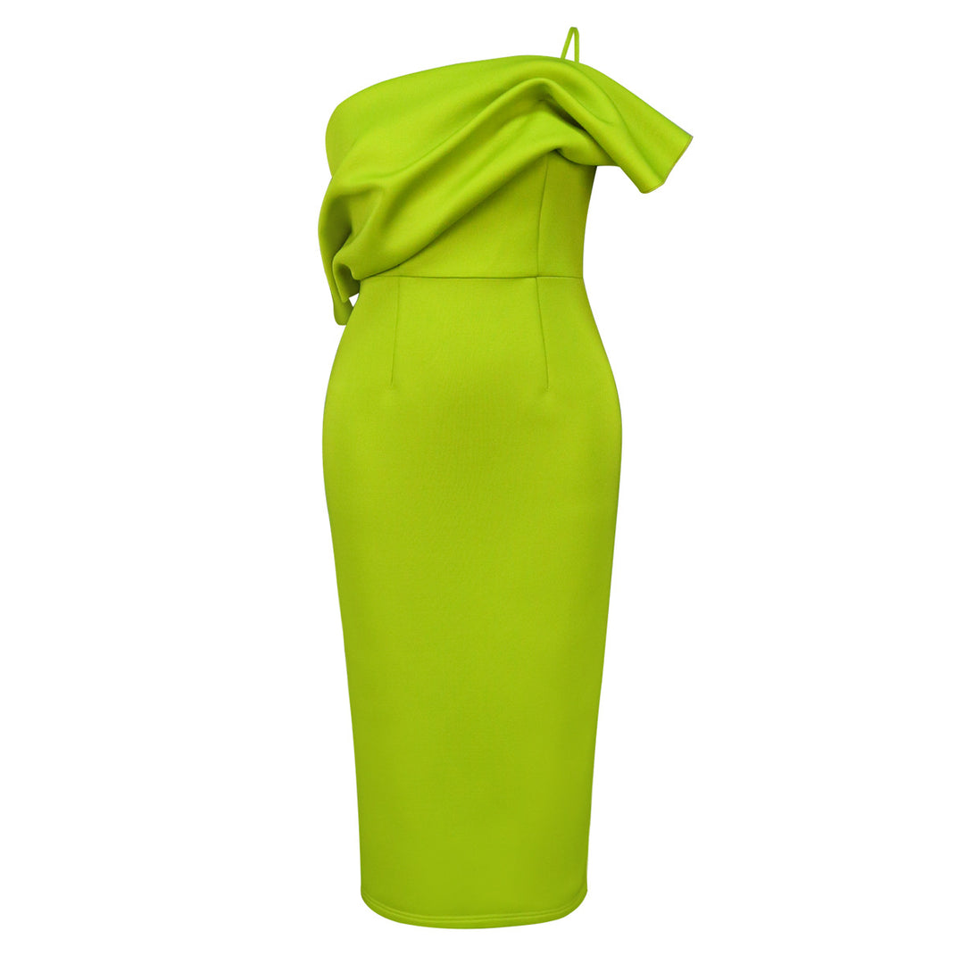 Damen Elegantes Maxikleid mit asymmetrischem Design und Drapierung Drune