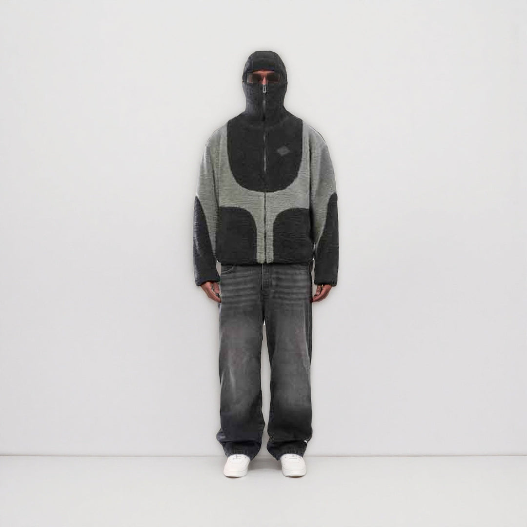 Herren Gemütliche Teddyjacke mit Kontrastnähten Drune