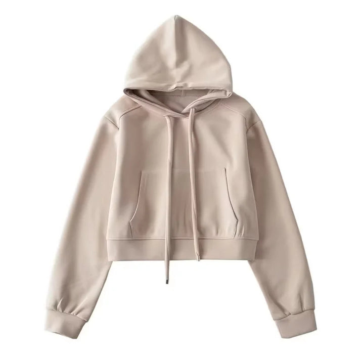 Damen modischer cropped Kapuzenpullover aus sweatshirt Material Drune
