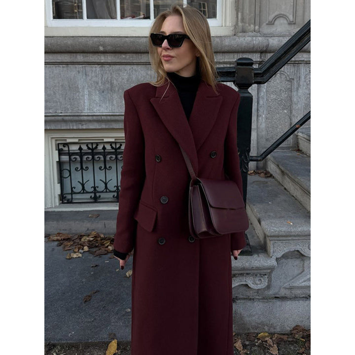 Damen eleganter langer Wollmantel Drune