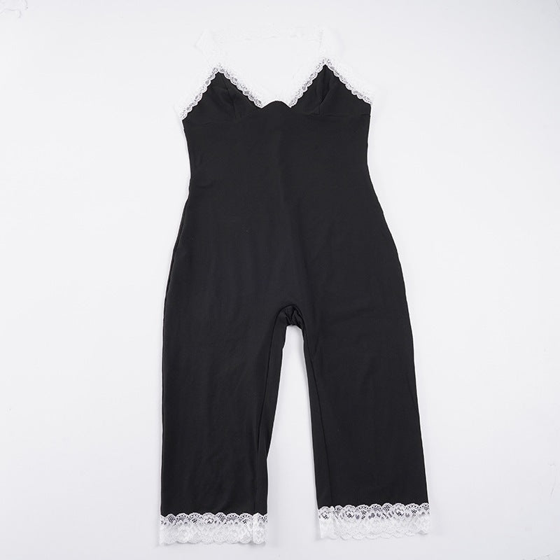 Damen Jumpsuit mit Spitzenrand und verführerischem Dekolleté Drune