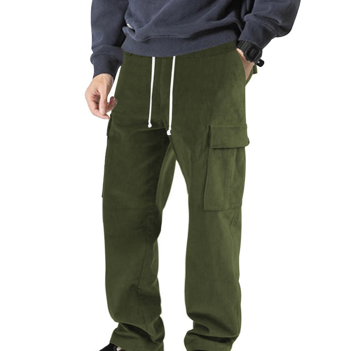 Herren nan Cord-Cargo-Jogginghose mit elastischem Komfortbund, Kordelzug und aufgesetzten Cargotaschen Drune