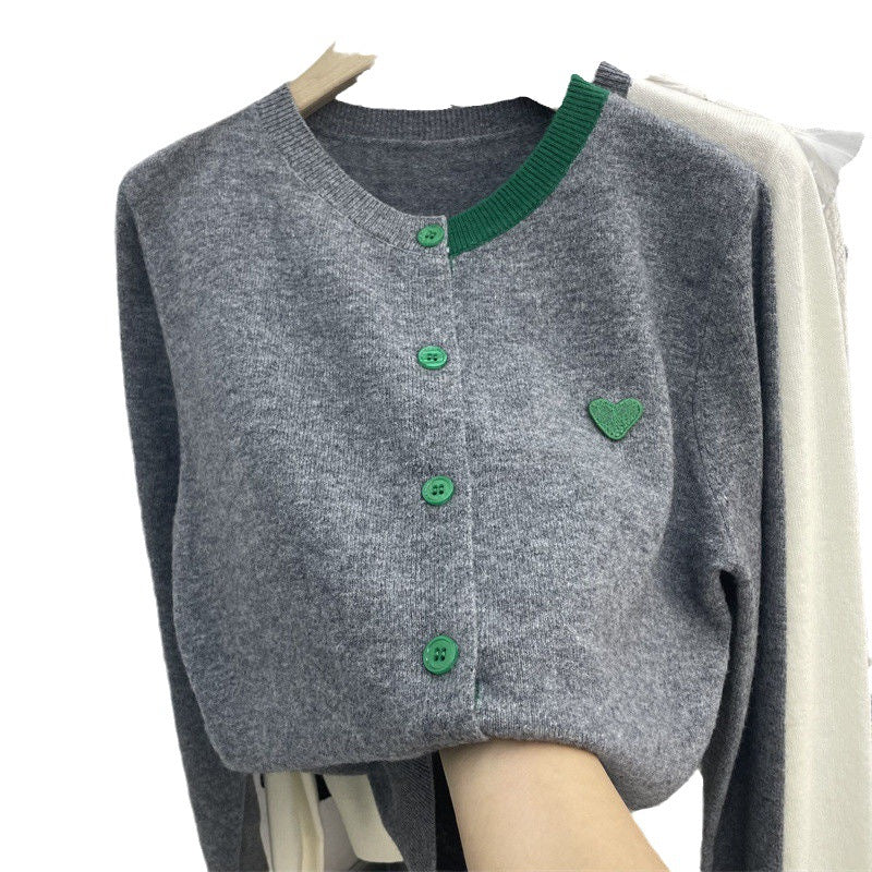 Damen Feiner Strickcardigan mit herzförmiger Applikation Drune