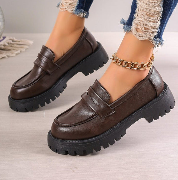 Damen nan Plateau-Loafer mit Profilsohle und Velourslederoptik Drune