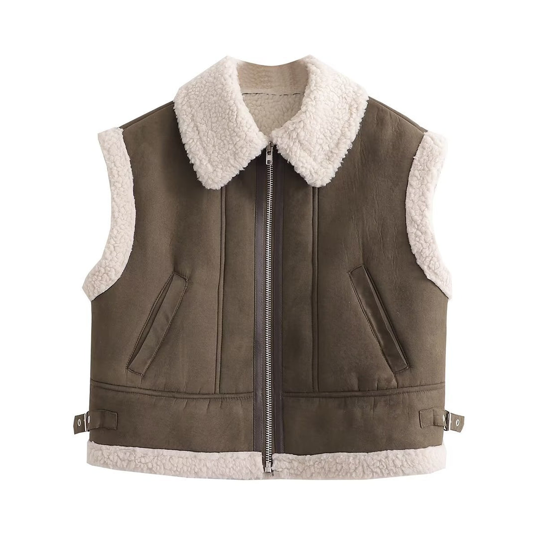 Damen modische Weste mit weichem Fleecefutter und modernem Design Drune