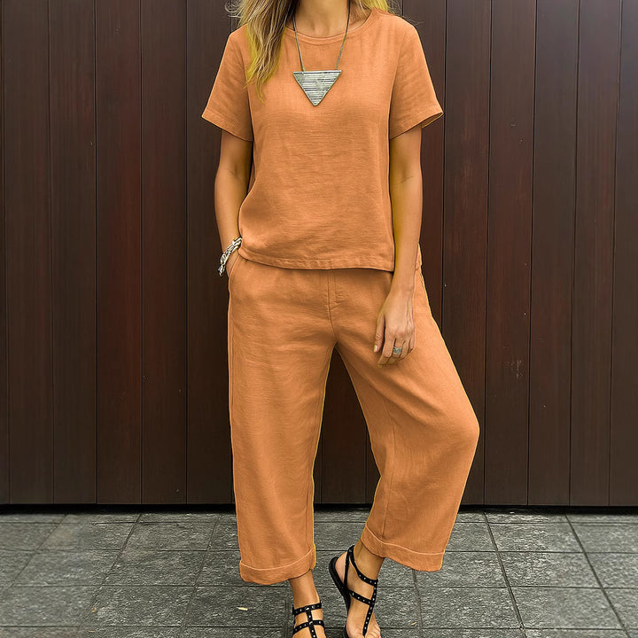 Damen Entspanntes Loungewear-Set aus Leinen Drune