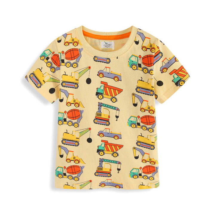 Jungen T-Shirt mit lustigem Baustellenfahrzeug-Design Drune