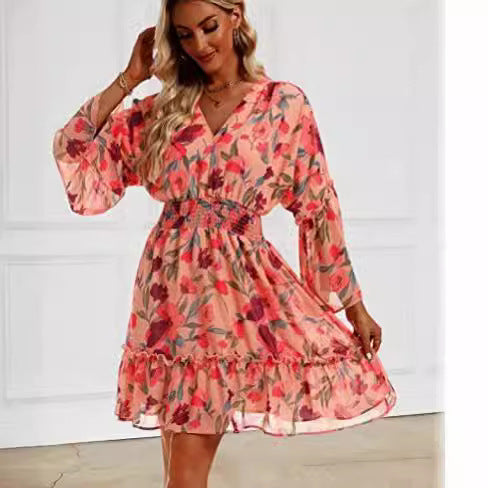 Damen Freizeitkleid mit luftiger Silhouette und floralem Design Drune