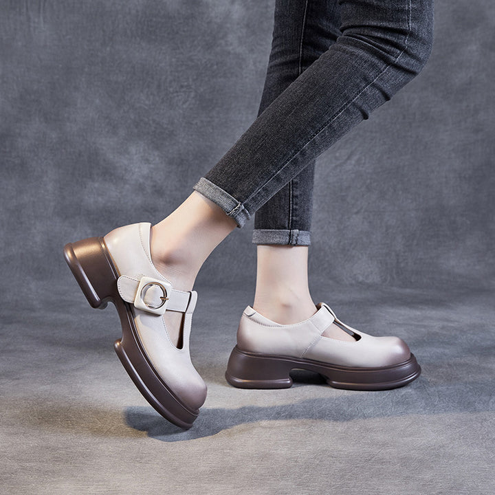 Damen Stylische Blockabsatz Mary Jane Schuhe Drune
