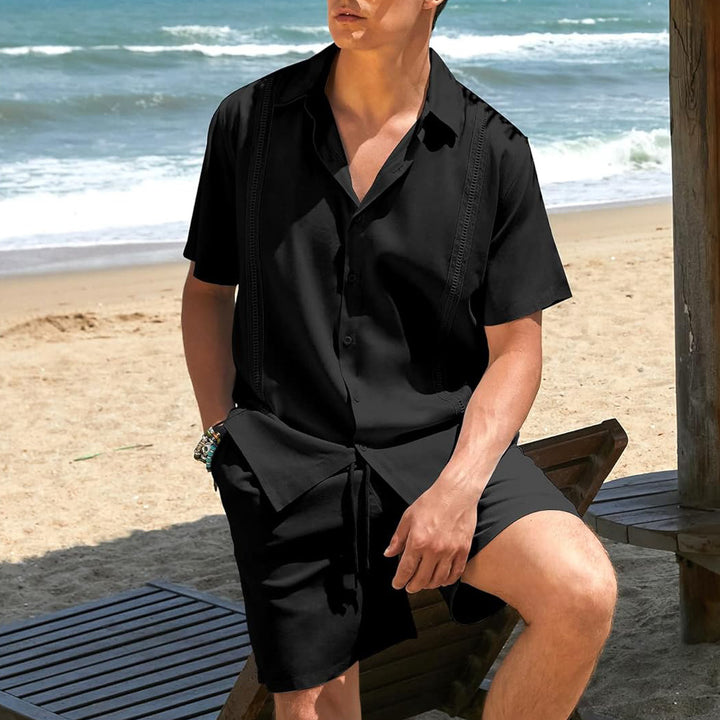 Herren lässiges Strandhemd mit kurzen Ärmeln und hochwertigem atmungsaktivem Stoff Drune