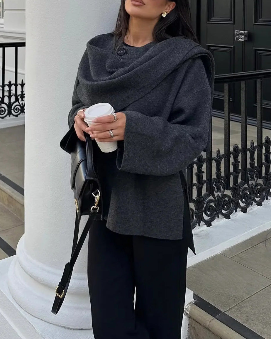 Drune | Boulevard Asymmetrischer Schal Verkürzte Gestrickte Jacke
