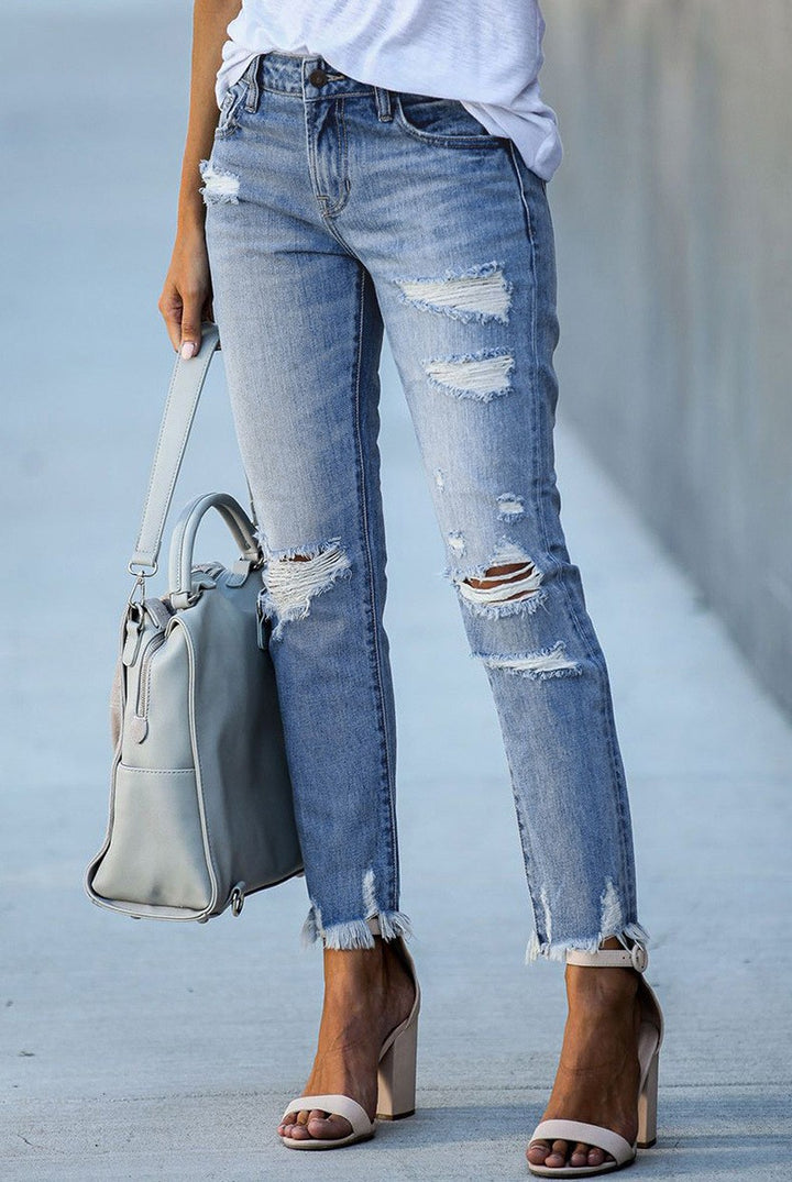 Damen modische Destroyed Jeans Drune
