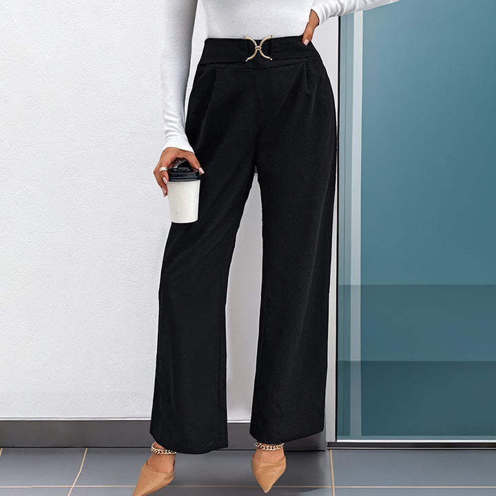 Damen elegante Hosen mit hohem Bund und Gürtel-Detail Drune