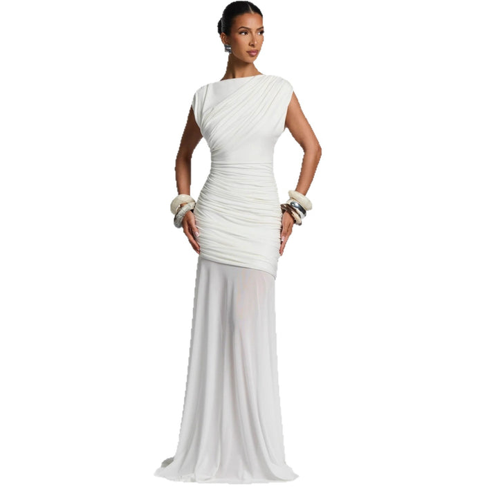 Damen Elegantes und figurbetontes Maxikleid mit Drapierungen Drune